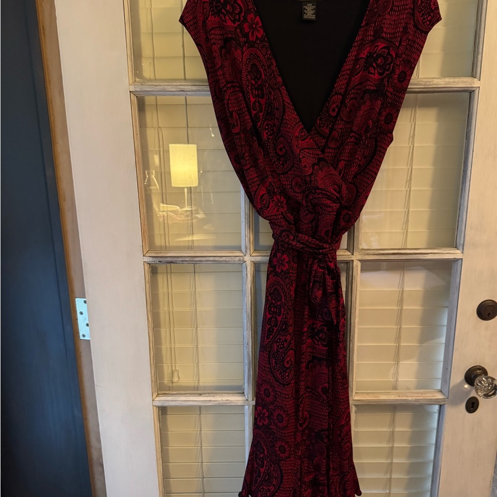 Sexy Red and Black Wrap Dress